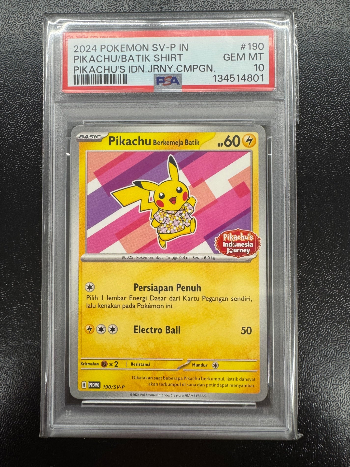 鑑定品PSA10】[PROMO]Pikachu Berkemeja Batik【No mark】190/SV-P