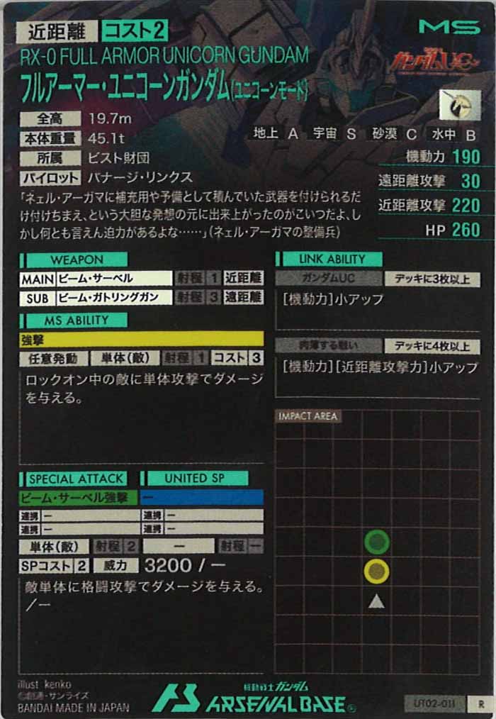 [UT02]フルアーマー・ユニコーンガンダム(ユニコーンモード)【R】UT02-011