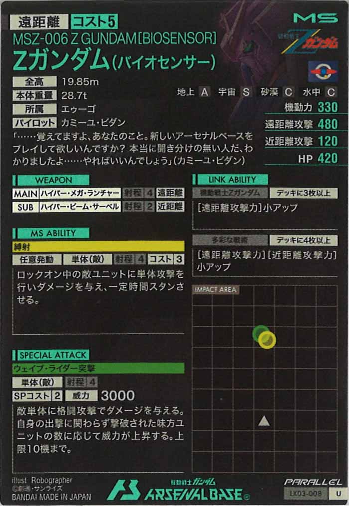 [LX03]Zガンダム(バイオセンサー)(PARALLEL)【U】LX03-008