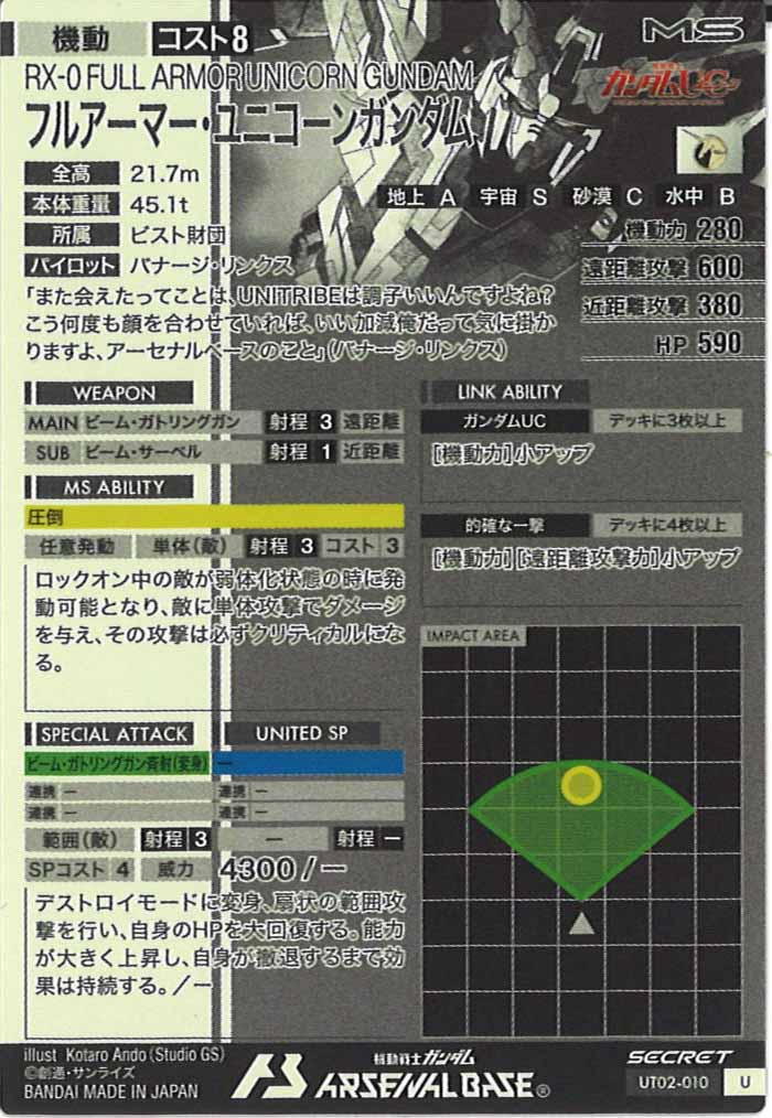 [UT02]フルアーマー・ユニコーンガンダム(SECRET)【U】UT02-010