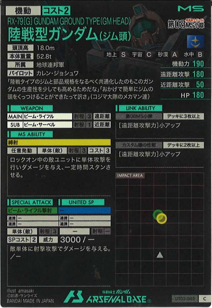 [UT03]陸戦型ガンダム(ジム頭)【C】UT03-002